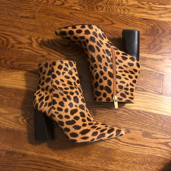 vince camuto leopard booties